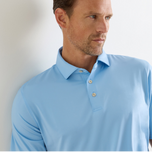 Peter Millar Solid Performance Jersey Golf Polo Shirt - Cottage Blue