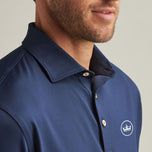 Peter Millar Performance Stretch Jersey Long Sleeve Golf Shirt - Navy