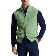 RLX Ralph Lauren Knitted 2/48 Cotton Coolmax Full Zip Golf Vest - Outback Green