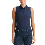 Rohnisch Women's Nicky Sleeveless Golf Polo Shirt - Micro R Check Navy
