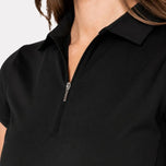 Golftini Women's Short Sleeve Zip Golf Shirt - Black