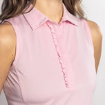 Golftini Women's Sleeveless Ruffle Golf Polo Shirt - Light Pink