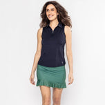 Golftini Women's Sleeveless Zip Golf Polo Shirt - Navy