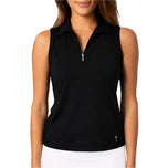 Golftini Women's Sleeveless Zip Golf Polo Shirt - Black