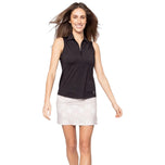 Golftini Women's Sleeveless Zip Golf Polo Shirt - Black