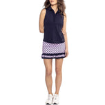 Golftini Women's Sleeveless Ruffle Golf Polo Shirt - Navy