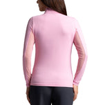 IBKUL Women's Solid Long Sleeve Zip Mock Neck Shirt - Candy Pink
