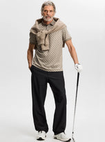J.Lindeberg Tour Tech Print Golf Polo Shirt - Cardi Jacquard Brindle