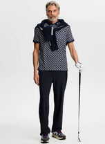 J.Lindeberg Tour Tech Print Golf Polo Shirt - Cardi Jacquard JL Navy