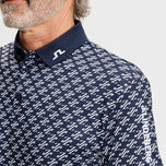J.Lindeberg Tour Tech Print Golf Polo Shirt - Cardi Jacquard JL Navy