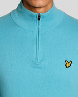 Lyle & Scott Quarter Zip Knitted Merino Blend Golf Jumper - Aquamarine Blue