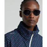 RLX Ralph Lauren Women's Hybrid Overlay-Hood Jacket - French Navy/Diamond Print