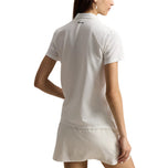 RLX Ralph Lauren Women's Tour Pique Golf Polo Shirt - Ceramic White/Blue Mist/Hot Pink