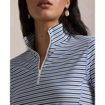 RLX Ralph Lauren Women's UV Stretch Jersey 1/4 Zip Golf Pullover - Refined Navy/Cremic White/Blue Mist