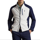 RLX Ralph Lauren Colour Block Windbreaker Golf Jacket - Ceramic White/Refined Navy