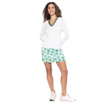 Golftini Women's Fashion V-Neck Sweater - White/Kelly Green