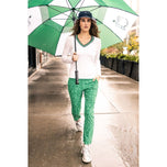 Golftini Women's Fashion V-Neck Sweater - White/Kelly Green